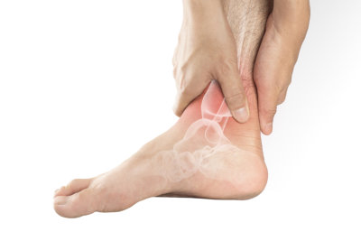 Foot bones pain white background foot injury